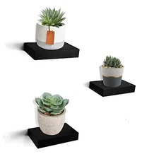 HAO Small Floating Shelf 6 inch Wall Mounted Mini 5.5 Inch,Set of 3 Black