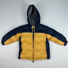 OshKosh B'gosh Kids Boys Puffer Jacket Size 7 Blue Yellow Hooded Winter Coat