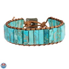 Women Boho Handmade Natural Stone Crystal Leather Bead Wrap Bracelets Collection