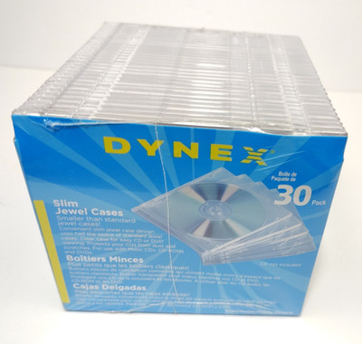 DYNEX 30 Pack New Sealed Slim Clear CD Jewel Cases