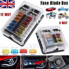 6/12Way 12V 24V Blade Fuse Box Holder & Standard Blade Fuses For Car Camper Van