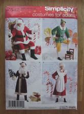 Simplicity 2542 Costume Pattern Santa  Mrs. Claus Elf Father Christmas XS S M