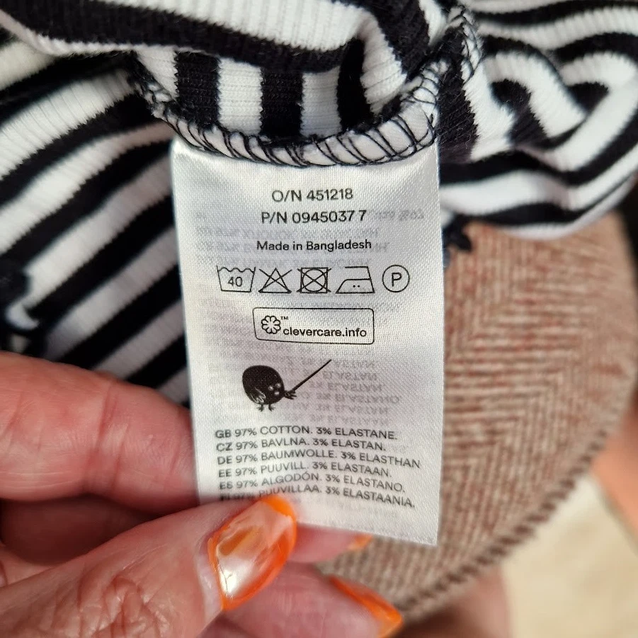 Monki Women's Small White Black Striped Top - Jersey Cotton Blend — 第 4/4 张图片