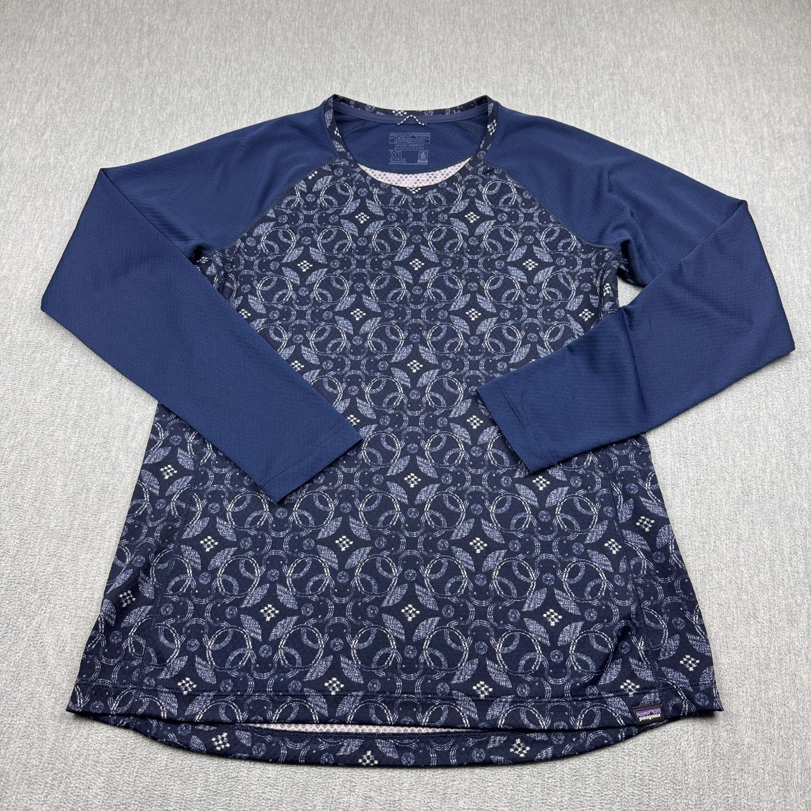 Patagonia Shirt Womens XL Blue Capilene Midweight Crewneck Baselayer Crew 44437