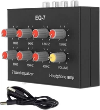 EQ 7 Band Sound Equalizer Home Audio, 2 Channel Car Audio Equalizer, 3.5mm