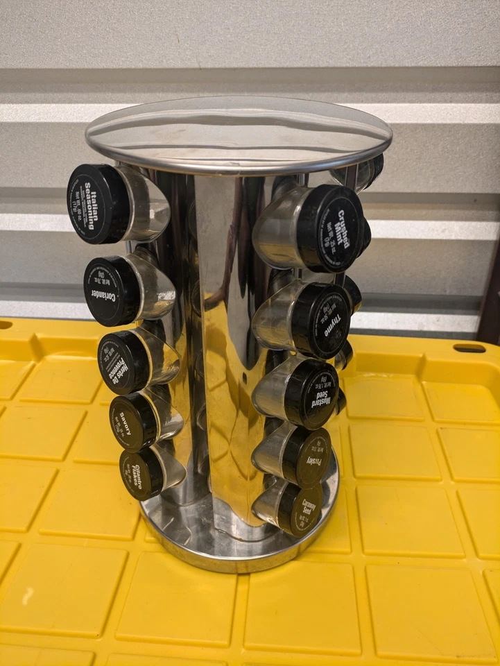 Kamenstein Cromo Cocina 20 Tarro de Vidrio Giratorio Lazy Susan Especias Organizador Estante Foto 3 de 4