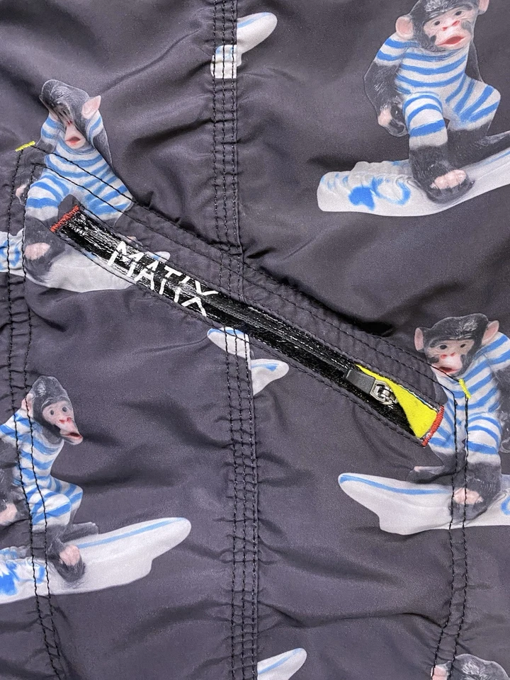 Matix Shorts Mens 34 Black Monkey Ape Surfing Board Trunks - Image 4 of 4