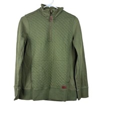 L.L. Bean Men  s Quilted Quarter Zip Pullover Olive Green Sm Heritagewear Dadcore
