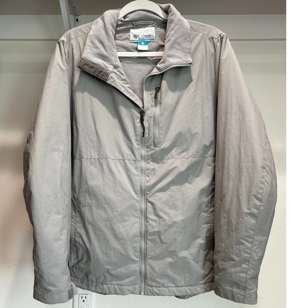 Columbia Men’s Gray Lightweight Fleece-Lined Full-Zip Jacket Medium M Outdoors