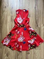 Women Ted Baker Kinle Berry Sundae Stretchy Floral Dress Size 1 UK 8