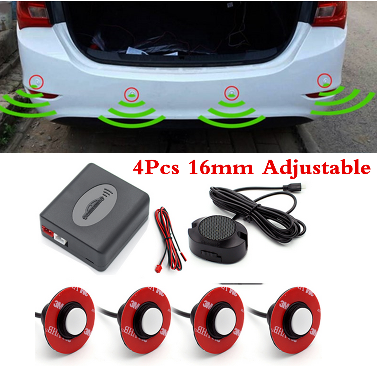 4 Parking Sensors Car Reversing Backup Radar Alarm System Parking Assistance Kit