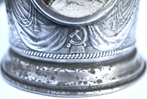 Rare 1900's Antique Russian Silver Glass Holder with Cameo 118 Gr. - Picture 7 of 12