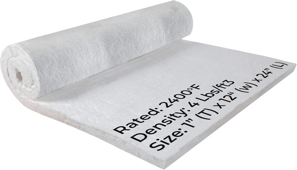 SIMOND STORE Ceramic Fiber Insulation Blanket, 2400F, Fireproof Insulation 1" x 12"x 24”