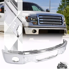 New Chrome Front Bumper Face Bar W/Fog Light Hole Fit For Ford F150 2009-2014