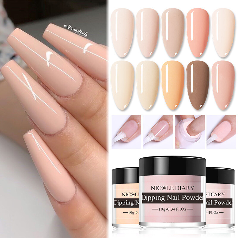 NICOLE DIARY Nail Dipping Powder Acrylic Glitter French Nail Powder Natural Dry