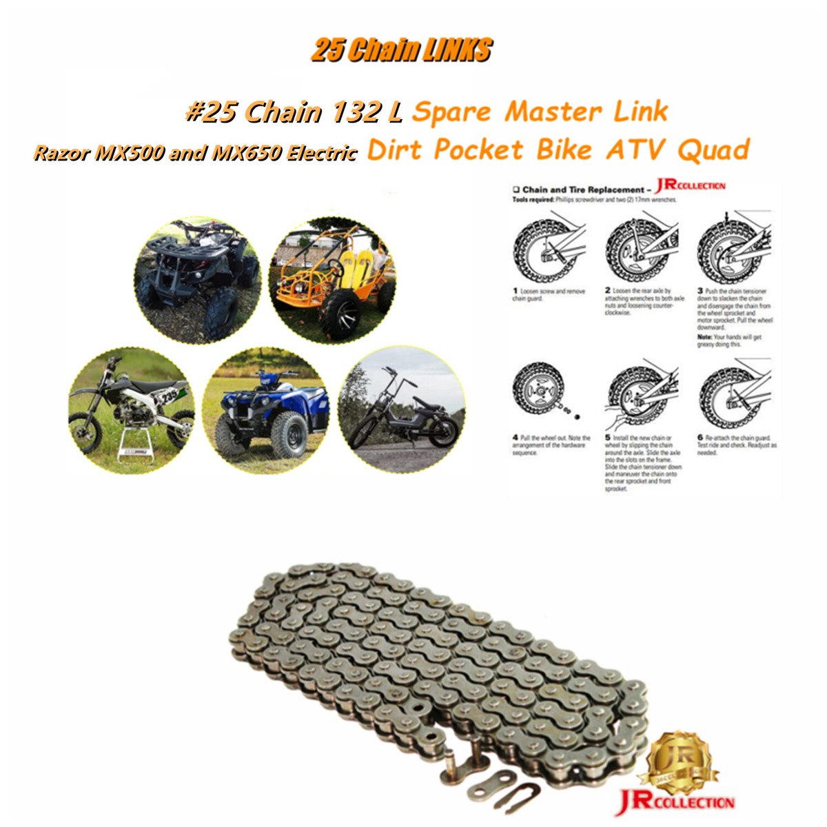 Clutch Bearing + 25 Chain 132Link Fit Razor Dirt Rocket MX350