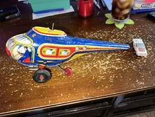 J Chein Tin Lithography Wind Up Helicopter Toy