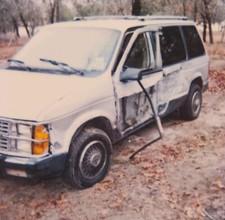 Vintage Polaroid Photo Van Car Damaged Accident Abandoned Odd Found Art Snapshot