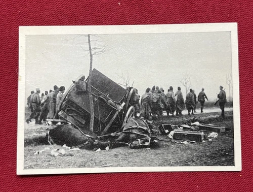 WW2 WWII Original German Military wartime photo Collapsed Wagon W Dead Horses