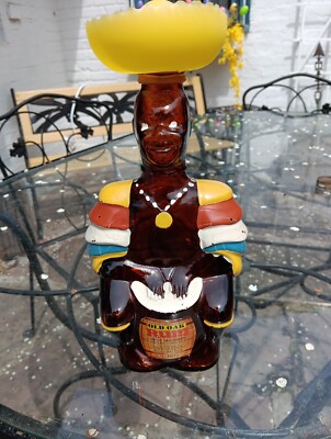 Vintage 70 s Angostura Trinidad Old Oak Limbo Drummer Rum Caribbean Bottle Empty