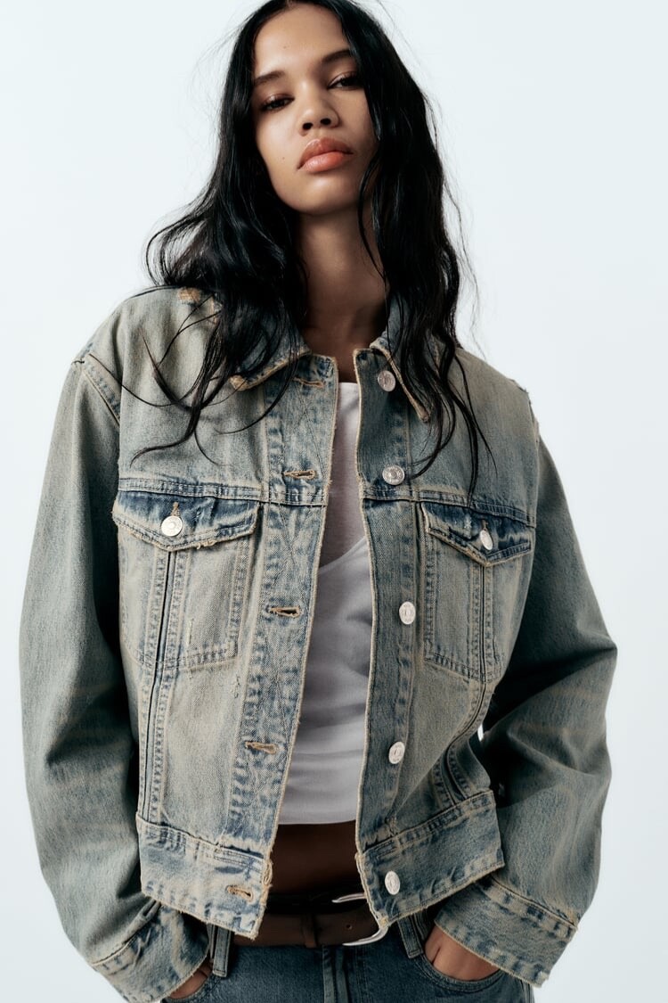 ★ZARA★ TOPSTITCHED DENIM JACKET DENIM JACKET WITH TOPSTITCHING - Indigo | ZARA United States