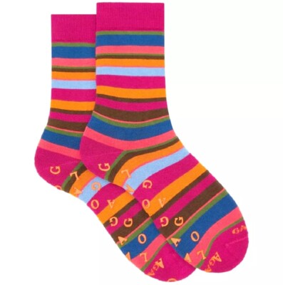 Rooster Short Non-slip Striped Socks Unisex Cotton Magenta Prussia Size U 40 - 45