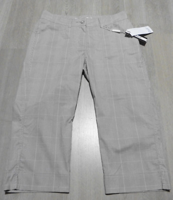 Daily Sports Women's Size 4 Golf Capri Stockholm Pants Beige Plaid 4 Pockets NWT