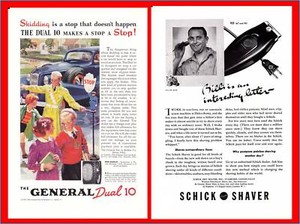 1937 General Tire & Rubber Dual 10 - Shick Electric Dry Shaver Stanford Print Ad