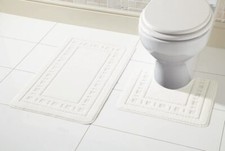 MIAMI BATH MAT PEDESTAL SET NON SLIP SOFT TOILET ABSORBENT BATHROOM RUGS 2 PIECE