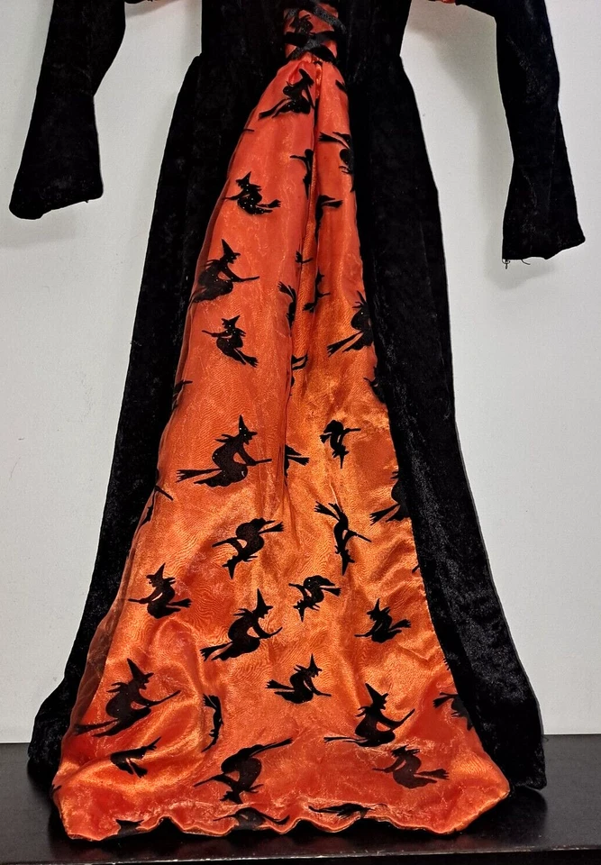 Vintage Halloween Mystic Witch Costume, Girls Size 7/8, Orange/Black, Gown & Hat - Image 4 of 4