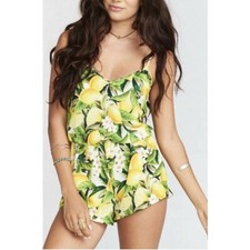 Show Me Your MuMu Rorey Spaghetti Strap Romper Lemon Print Summer Size Medium
