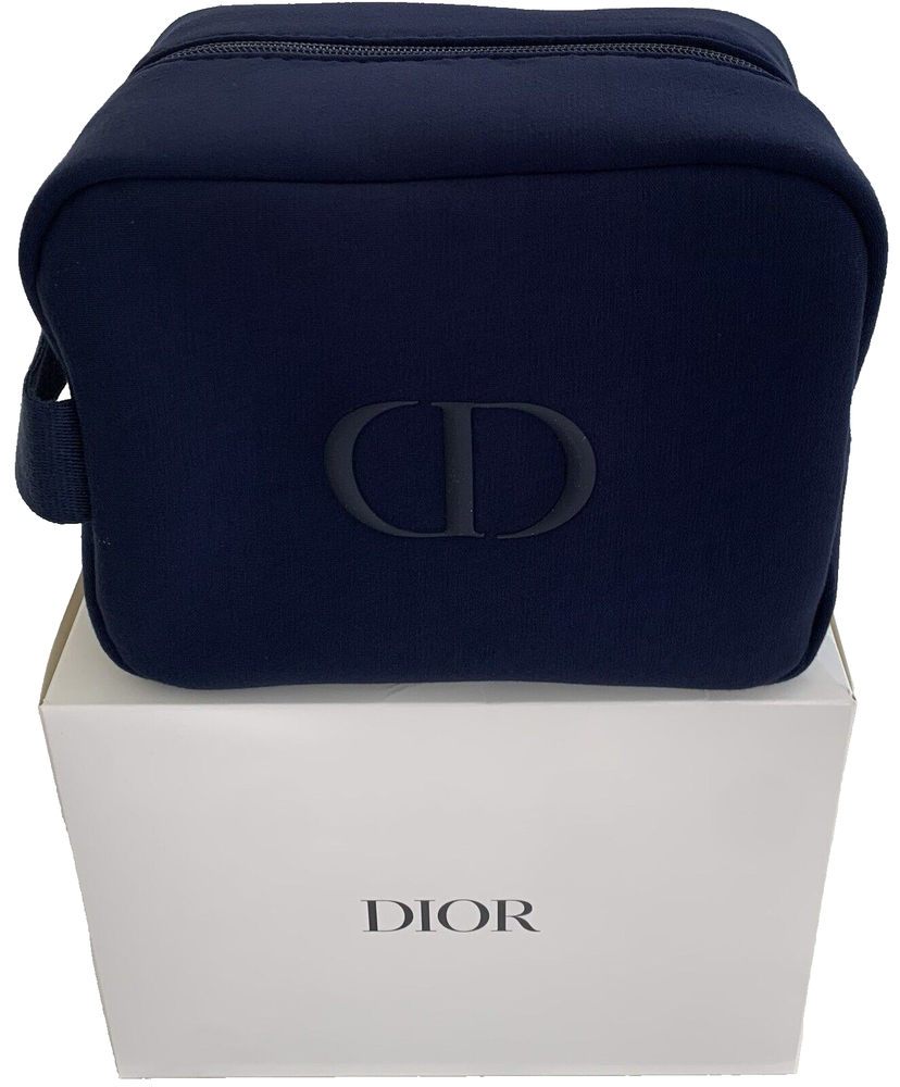 Dior Beauty Pouch dark blue dopp Bag navy toiletry travel case New in Box