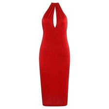 ALEXANDER McQUEEN S/S 2001 “Eye” Red Keyhole Cutout Wire Choker Halter Top Dress