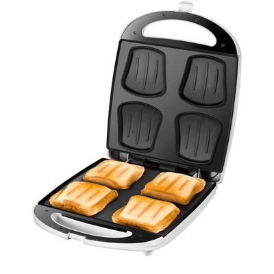Unold 48480 SandwichToaster Quadro Weiss-Edelstahl Backampel 1.100 Watt