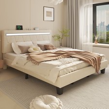 Full/Queen/King LED Bed Frame with Bluetooth Speaker Adjustable Headboard