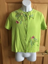 Breckenridge Women?s Petit Medium Embroidered Butterfly/Floral Top Green