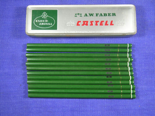 A. W. Faber Castell Pencils Tin- w/ 12 # H Pencils Unsharpened  7" app Length - Picture 1 of 8