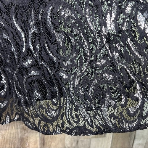 Tommy Hilfiger Size 4 Black & Silver Metallic Flecked Lace Fit & Flare Dress - Picture 6 of 14
