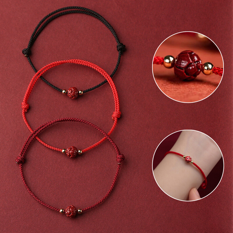 Pulsera de cuentas de loto budista tibetano hecha a mano trenzada ajustable Lucky Ra5
