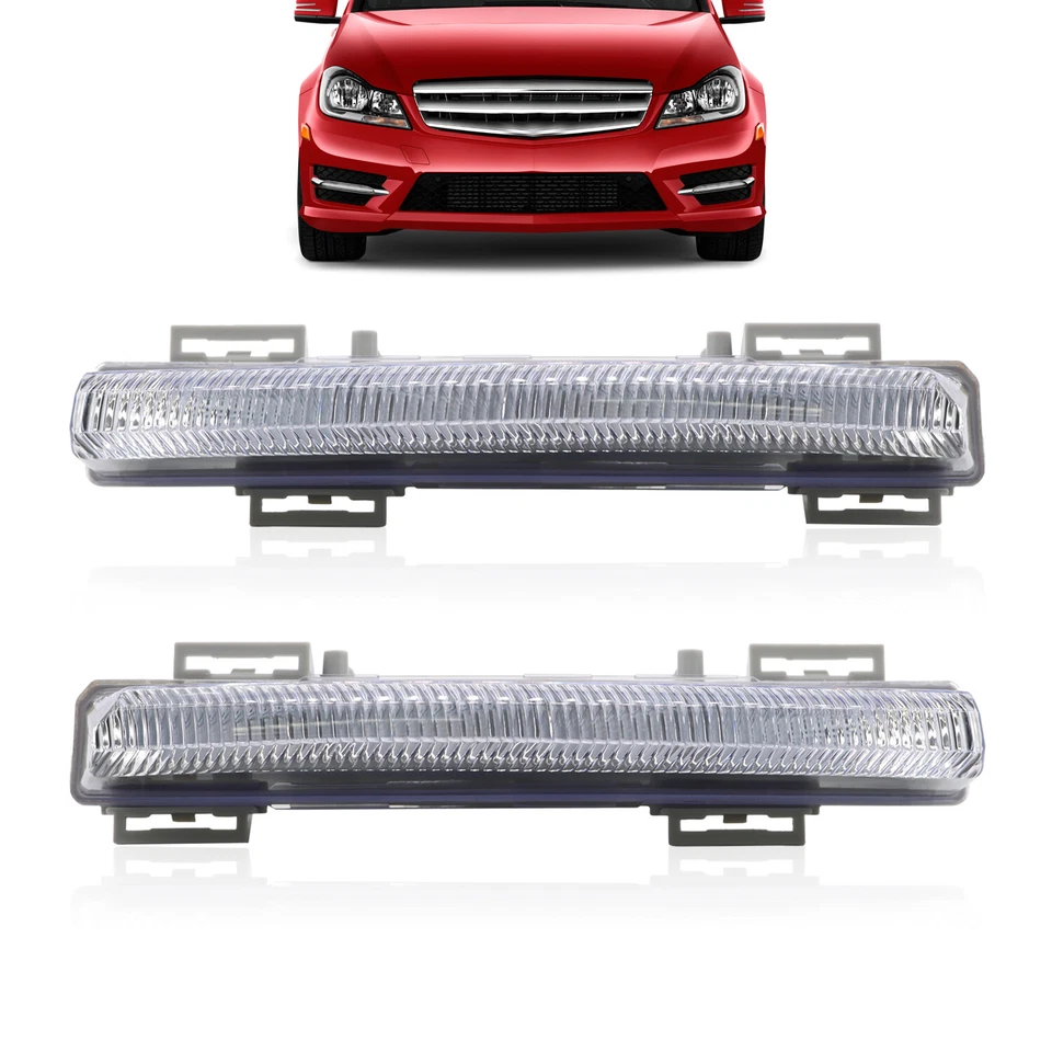 For 2007-14 Mercedes Benz W204 C250 C350 LED Daytime Running Light DRL Fog Lamp - Image 2 of 4
