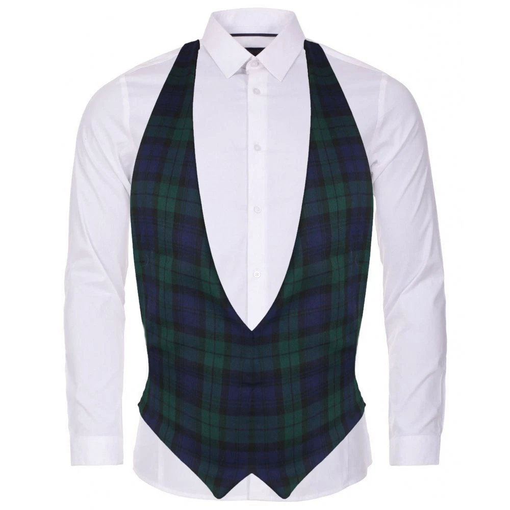 Blackwatch Tartan Backless Waistcoat Scottish Fancy Dress Accessory