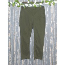 Banana Republic Dark Green Ladies Chino Pants Size 2 Raw Hem Stretch Straight