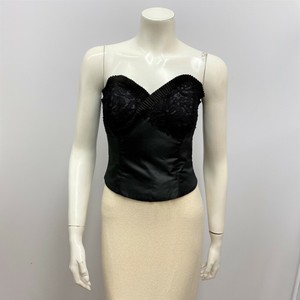 white silk bustier top