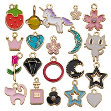 10/20pcs Flower Cat Enamel Charms Pendants for Jewelry Making Earrings Bracelet