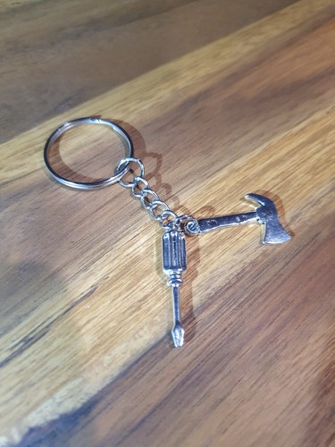 Keychain Keyring Gift Tools Gardening Working Tape Measure Hammer Wrench Saw Men - Picture 8 of 20
