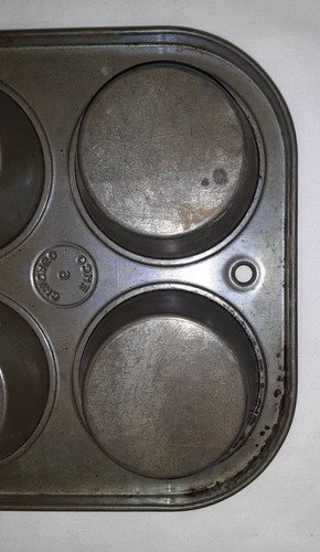 Old EKCO Chicago USA 7 x 10 Muffin Tin 6 Biscuit Cupcakes Baker Pan - Picture 10 of 12