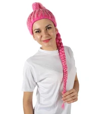 HPO Adult Women Drag Race Television Show Pink Braided Ponytail Wig | HW-7021