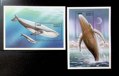 Mali Sc 900-1 NH 2 SOUVENIRBLÄTTER VON 1997 - MEERESLEBEN - WALE - (AS24)