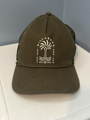 Billabong Mens Corduroy Hat Green Trucker Rope Cap Logo Adjustable