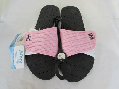 Womenâs Aqua Flops Slides Pink/White Shower Sandals W/Drain Holes Size M (7-8) 850005179054 | eBay